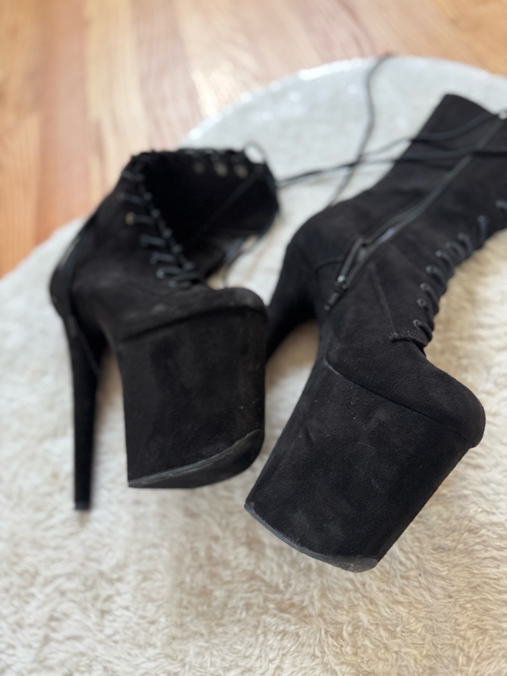 Pleaser Black Lace-Up Platform Ankle Boot (Flamingo-1020FS) - Picture 3 of 9